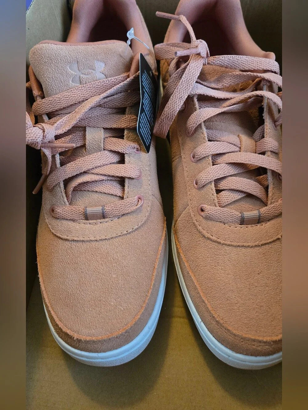 New IN box. Under Armour Women’s Pink/white Suede Casual Sneakers